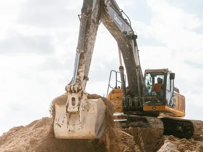 Boring and excavation equipment at a jobsite